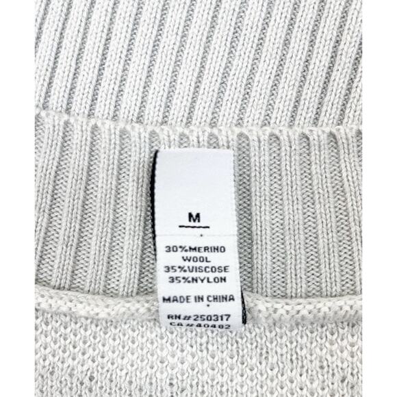 Revolve Varley Calvert Sweater Grey White Merino Wool V-Neck Pullover Size Med - Picture 9 of 9